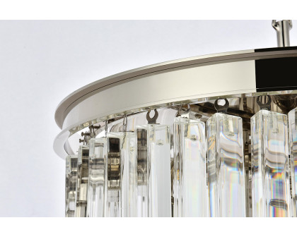 Elegant Crystal Prism 6 Light Round Chandelier - Polished Nickel, L 20" (1208D20PN-RC)