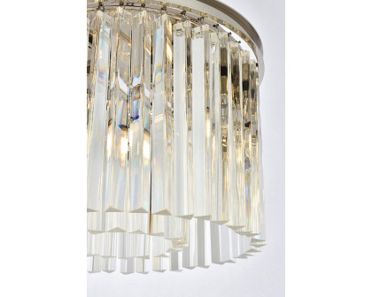 Elegant Crystal Prism 6 Light Round Chandelier - Polished Nickel, L 20" (1208D20PN-RC)