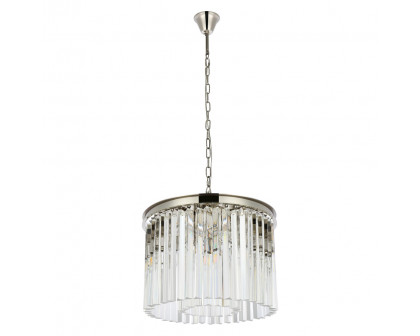 Elegant Crystal Prism 6 Light Round Chandelier - Polished Nickel, L 20" (1208D20PN-RC)