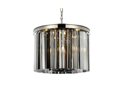 Elegant Crystal Prism 6 Light Round Chandelier - Polished Nickel/Silver, L 20" (1208D20PN-SS-RC)