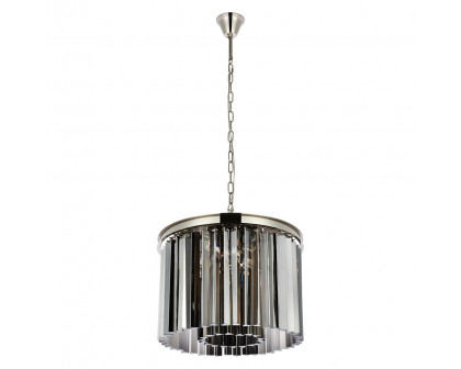 Elegant Crystal Prism 6 Light Round Chandelier - Polished Nickel/Silver, L 20" (1208D20PN-SS-RC)