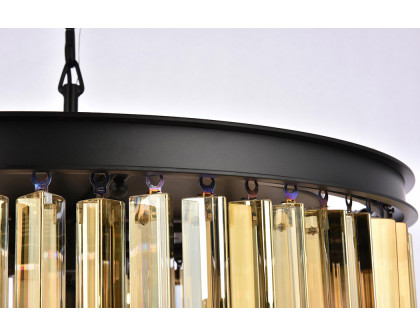 Elegant Crystal Prism 6 Light Round Chandelier - Matte Black/Gold, L 26" (1208D26MB-GT-RC)