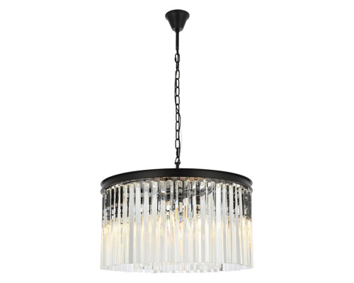 Elegant Crystal Prism 6 Light Round Chandelier - Matte Black, L 26" (1208D26MB-RC)