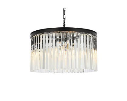 Elegant Crystal Prism 6 Light Round Chandelier - Matte Black, L 26" (1208D26MB-RC)