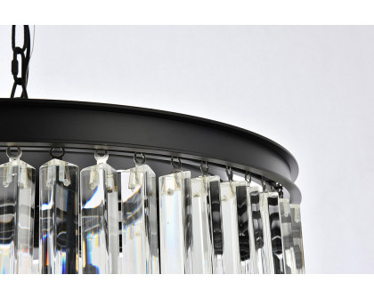 Elegant Crystal Prism 6 Light Round Chandelier - Matte Black, L 26" (1208D26MB-RC)