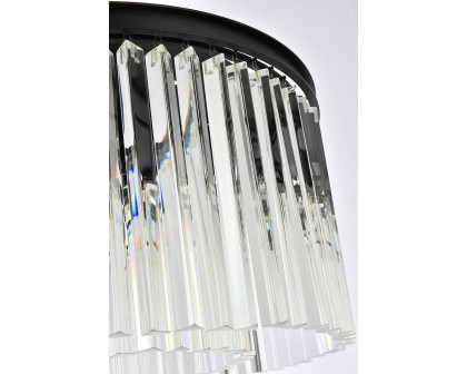 Elegant Crystal Prism 6 Light Round Chandelier - Matte Black, L 26" (1208D26MB-RC)