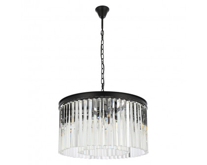 Elegant Crystal Prism 6 Light Round Chandelier - Matte Black, L 26" (1208D26MB-RC)