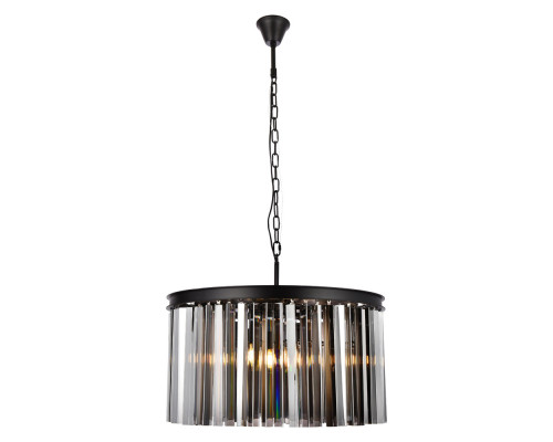 Elegant Crystal Prism 6 Light Round Chandelier - Matte Black/Silver, L 26" (1208D26MB-SS-RC)