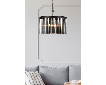 Elegant Crystal Prism 6 Light Round Chandelier - Matte Black/Silver, L 26" (1208D26MB-SS-RC)