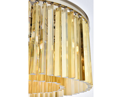 Elegant Crystal Prism 6 Light Round Chandelier - Polished Nickel/Gold, L 26" (1208D26PN-GT-RC)