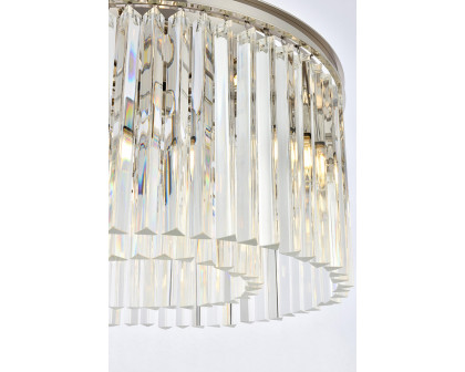 Elegant Crystal Prism 6 Light Round Chandelier - Polished Nickel, L 26" (1208D26PN-RC)