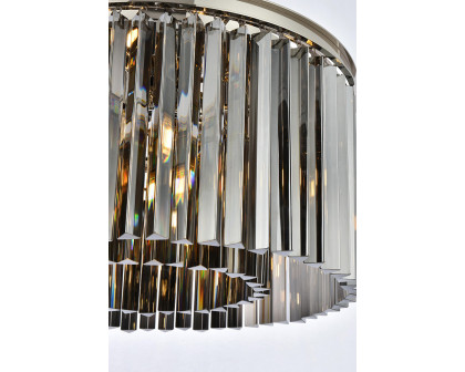 Elegant Crystal Prism 6 Light Round Chandelier - Polished Nickel/Silver, L 26" (1208D26PN-SS-RC)