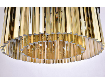 Elegant Crystal Prism 6 Light Round Chandelier - Matte Black/Gold, L 31.5" (1208D31MB-GT-RC)