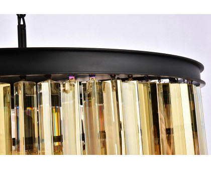 Elegant Crystal Prism 6 Light Round Chandelier - Matte Black/Gold, L 31.5" (1208D31MB-GT-RC)