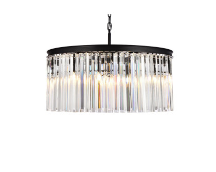 Elegant Crystal Prism 6 Light Round Chandelier - Matte Black, L 31.5" (1208D31MB-RC)