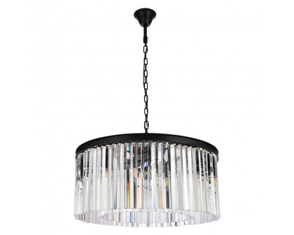 Elegant Crystal Prism 6 Light Round Chandelier - Matte Black, L 31.5" (1208D31MB-RC)