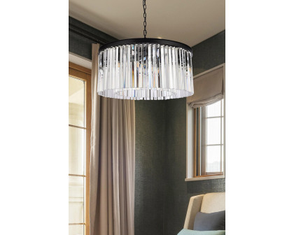 Elegant Crystal Prism 6 Light Round Chandelier - Matte Black, L 31.5" (1208D31MB-RC)