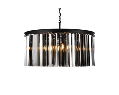 Elegant Crystal Prism 6 Light Round Chandelier - Matte Black/Silver, L 31.5" (1208D31MB-SS-RC)