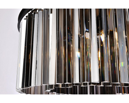 Elegant Crystal Prism 6 Light Round Chandelier - Matte Black/Silver, L 31.5" (1208D31MB-SS-RC)