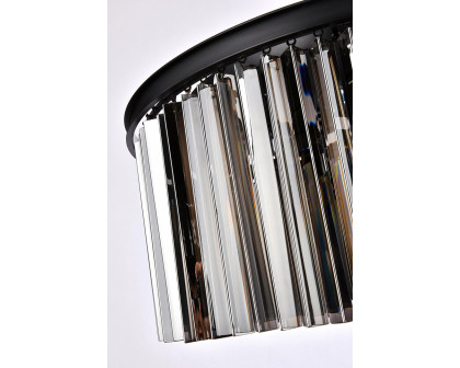 Elegant Crystal Prism 6 Light Round Chandelier - Matte Black/Silver, L 31.5" (1208D31MB-SS-RC)