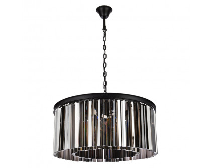 Elegant Crystal Prism 6 Light Round Chandelier - Matte Black/Silver, L 31.5" (1208D31MB-SS-RC)