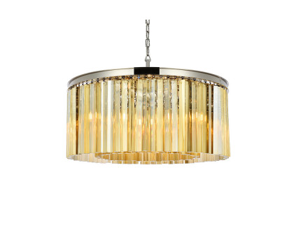 Elegant Crystal Prism 6 Light Round Chandelier - Polished Nickel/Gold, L 31.5" (1208D31PN-GT-RC)