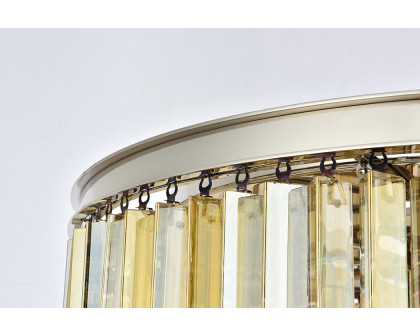 Elegant Crystal Prism 6 Light Round Chandelier - Polished Nickel/Gold, L 31.5" (1208D31PN-GT-RC)