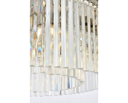 Elegant Crystal Prism 6 Light Round Chandelier - Polished Nickel, L 31.5" (1208D31PN-RC)