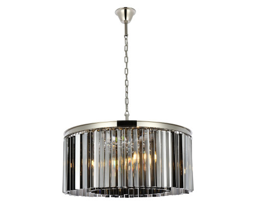 Elegant Crystal Prism 6 Light Round Chandelier - Polished Nickel/Silver, L 31.5" (1208D31PN-SS-RC)