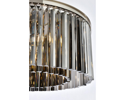 Elegant Crystal Prism 6 Light Round Chandelier - Polished Nickel/Silver, L 31.5" (1208D31PN-SS-RC)