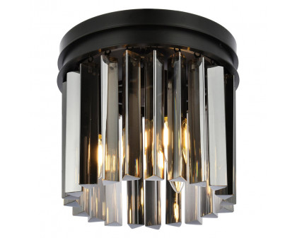 Elegant Crystal Prism 6 Light Flush Mount - Matte Black/Silver, L 12" (1208F12MB-SS-RC)