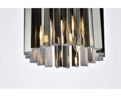 Elegant Crystal Prism 6 Light Flush Mount - Matte Black/Silver, L 12" (1208F12MB-SS-RC)