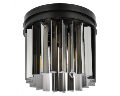 Elegant Crystal Prism 6 Light Flush Mount - Matte Black/Silver, L 12" (1208F12MB-SS-RC)