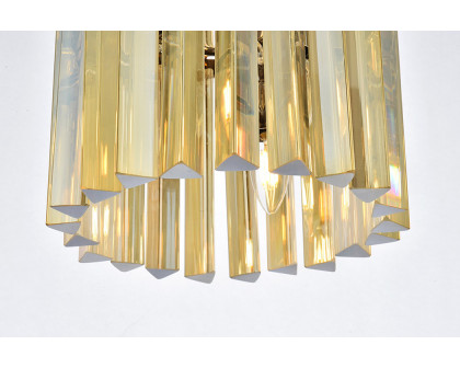 Elegant Crystal Prism 6 Light Flush Mount - Polished Nickel/Gold, L 12" (1208F12PN-GT-RC)