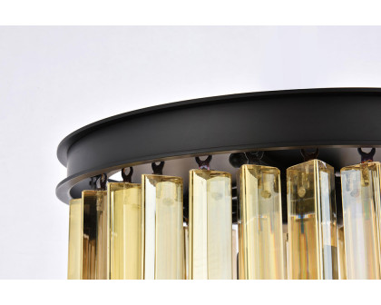 Elegant Crystal Prism 6 Light Flush Mount - Matte Black/Gold, L 16" (1208F16MB-GT-RC)