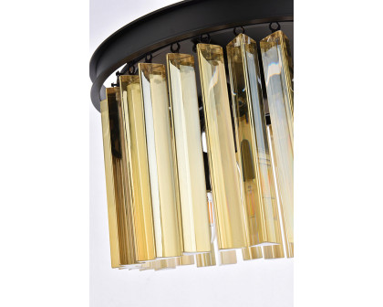 Elegant Crystal Prism 6 Light Flush Mount - Matte Black/Gold, L 16" (1208F16MB-GT-RC)