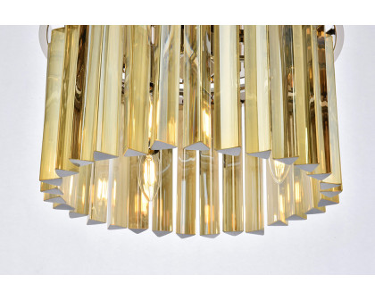 Elegant Crystal Prism 6 Light Flush Mount - Polished Nickel/Gold, L 16" (1208F16PN-GT-RC)