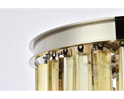 Elegant Crystal Prism 6 Light Flush Mount - Polished Nickel/Gold, L 16" (1208F16PN-GT-RC)