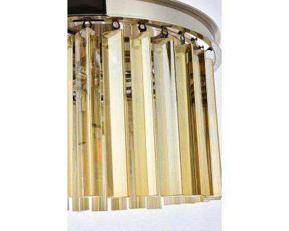 Elegant Crystal Prism 6 Light Flush Mount - Polished Nickel/Gold, L 16" (1208F16PN-GT-RC)