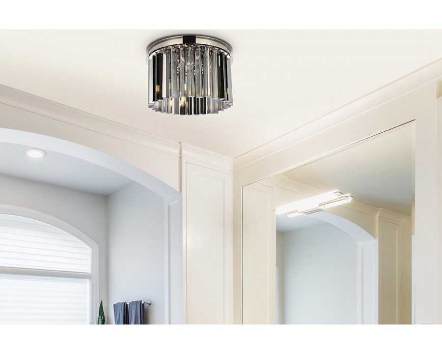 Elegant Crystal Prism 6 Light Flush Mount - Polished Nickel/Silver, L 16" (1208F16PN-SS-RC)