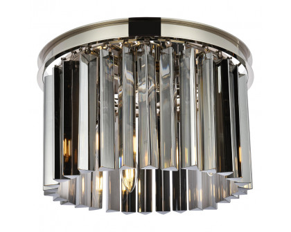 Elegant Crystal Prism 6 Light Flush Mount - Polished Nickel/Silver, L 16" (1208F16PN-SS-RC)