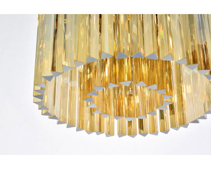 Elegant Crystal Prism 6 Light Flush Mount - Matte Black/Gold, L 20" (1208F20MB-GT-RC)