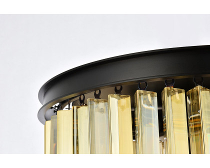 Elegant Crystal Prism 6 Light Flush Mount - Matte Black/Gold, L 20" (1208F20MB-GT-RC)