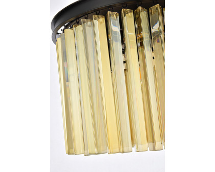 Elegant Crystal Prism 6 Light Flush Mount - Matte Black/Gold, L 20" (1208F20MB-GT-RC)