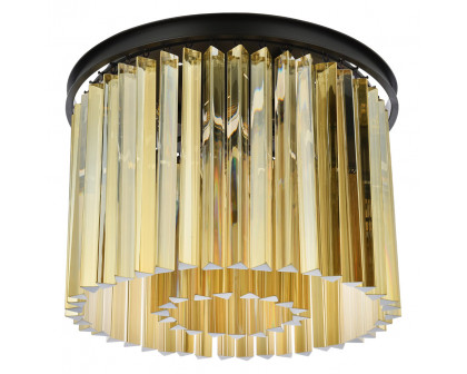 Elegant Crystal Prism 6 Light Flush Mount - Matte Black/Gold, L 20" (1208F20MB-GT-RC)