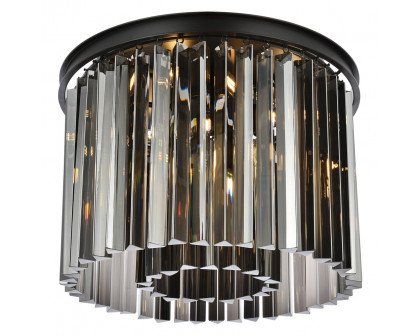 Elegant Crystal Prism 6 Light Flush Mount - Matte Black/Silver, L 20" (1208F20MB-SS-RC)