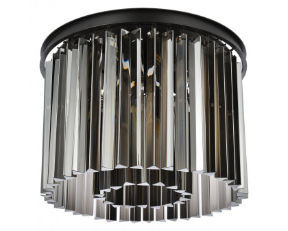 Elegant Crystal Prism 6 Light Flush Mount - Matte Black/Silver, L 20" (1208F20MB-SS-RC)