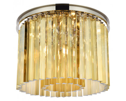 Elegant Crystal Prism 6 Light Flush Mount - Polished Nickel/Gold, L 20" (1208F20PN-GT-RC)