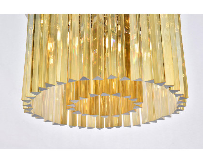 Elegant Crystal Prism 6 Light Flush Mount - Polished Nickel/Gold, L 20" (1208F20PN-GT-RC)