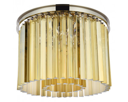 Elegant Crystal Prism 6 Light Flush Mount - Polished Nickel/Gold, L 20" (1208F20PN-GT-RC)